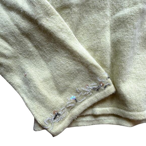 Vintage Butter Yellow Beaded Curio Cardigan Women's Size Large - Picture 4 of 5